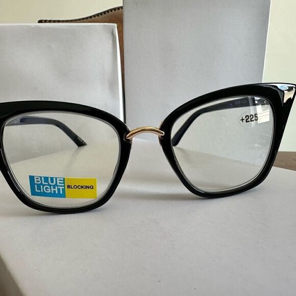 💼 Readers with Blue Light Protect. Black Plastic Frames Contemporary Cat Eye - Picture 3 of 4